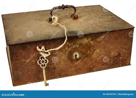 Antique Metal Box With Key 